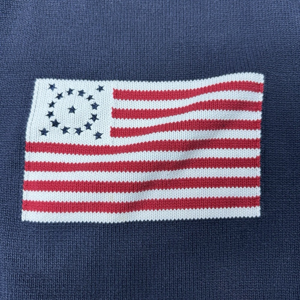 VTG Liz Claiborne Knit Flag Sweater S/S Sz M Preppy Academia Casual - Picture 5 of 10